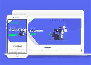 蓝色宽屏手机业务网站模板下载 - 项目资源网