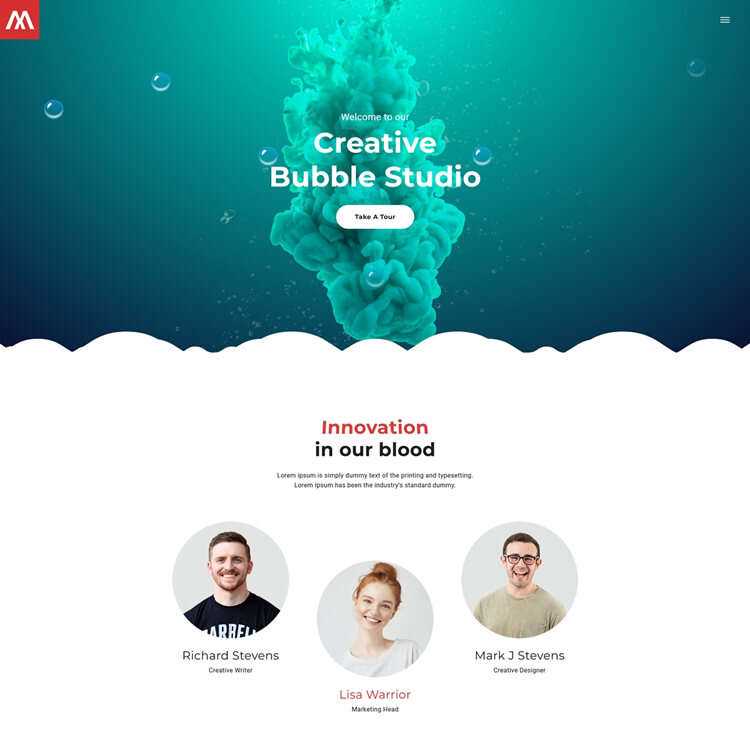 个性创意泡泡工作室html5模板 - 项目资源网
