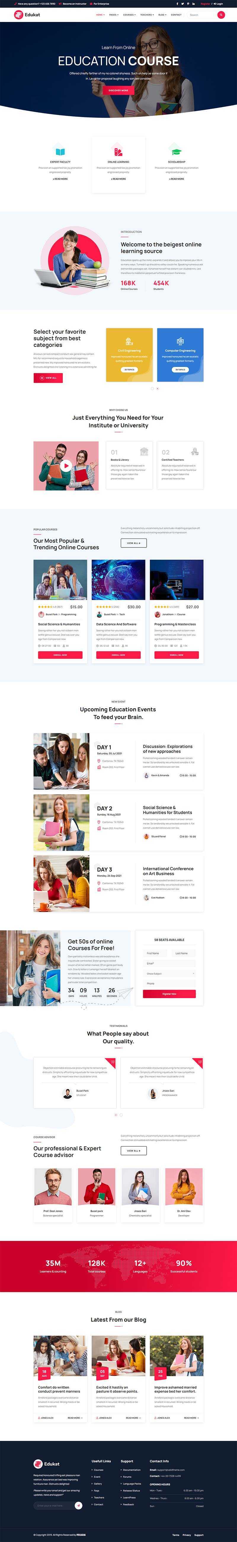 响应式教育课程培训学习类官网html模板 - 项目资源网