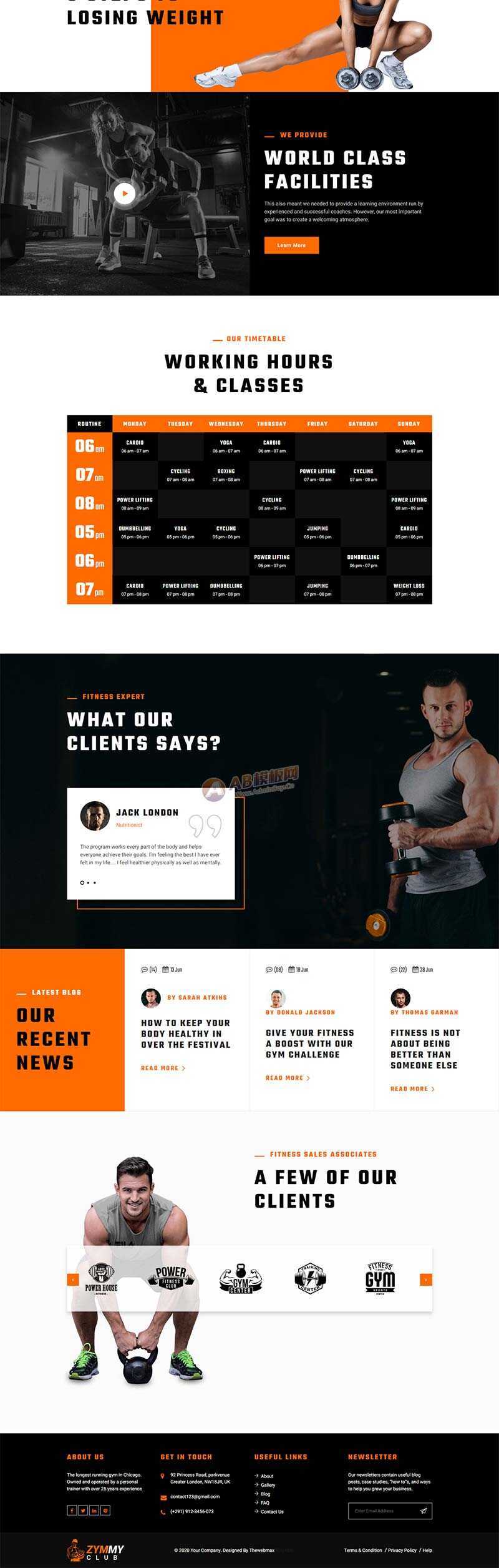 响应式html5健身俱乐部网站html模板 - 项目资源网