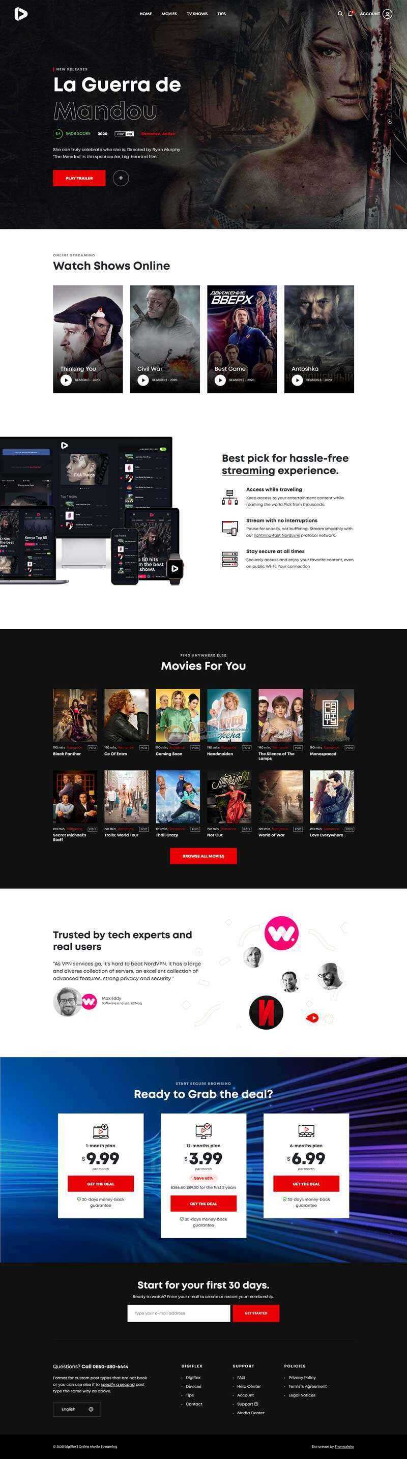 Bootstrap在线3D高清影院视频网页模板 - 项目资源网