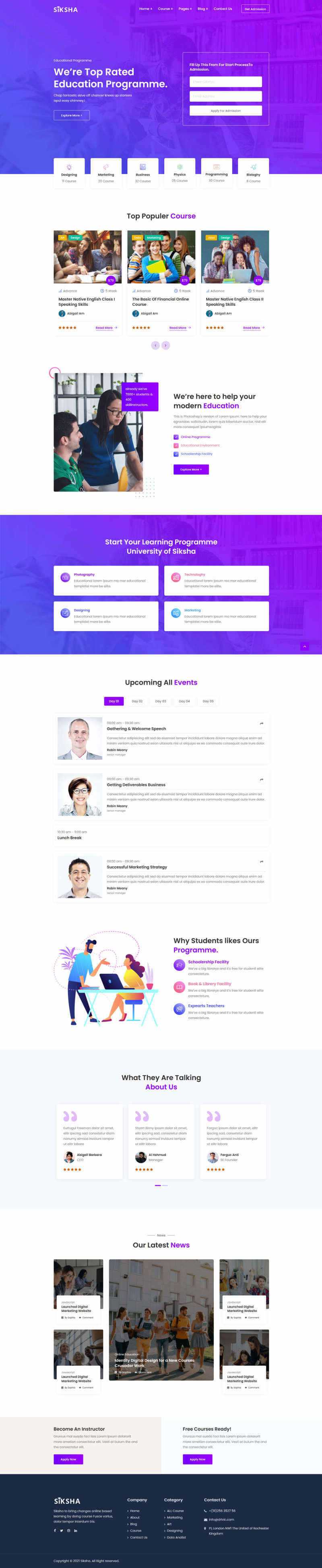 在线课程教育服务机构html模板 - 项目资源网