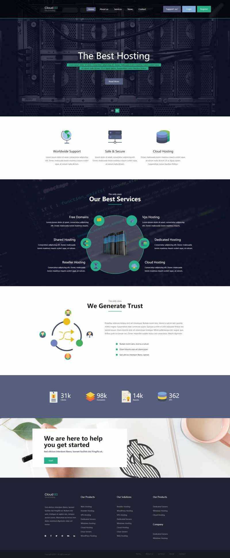 多用途主机托管云服务网站html模板 - 项目资源网