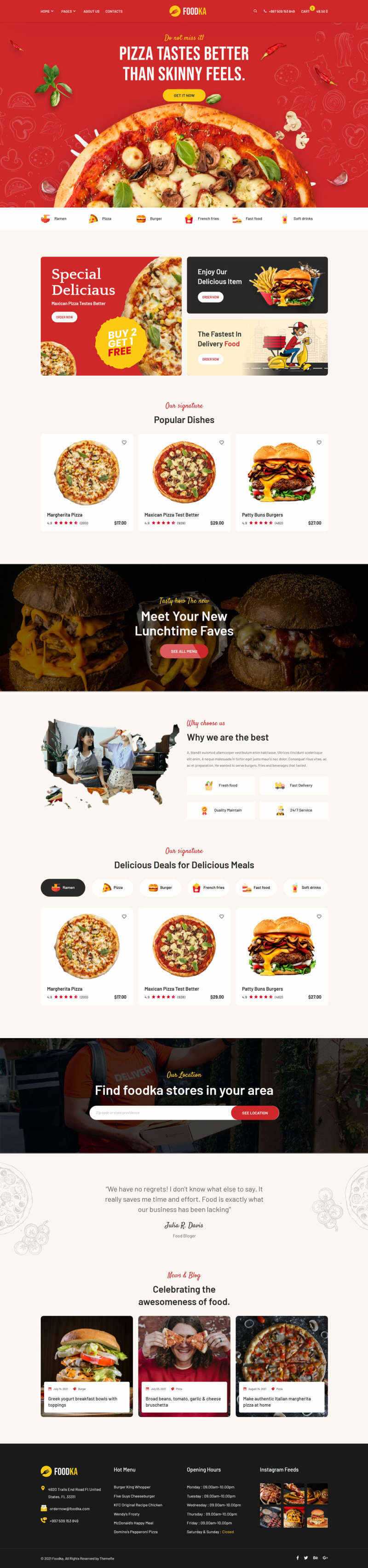 bootstrap响应式披萨店铺外卖配送HTML模板 - 项目资源网
