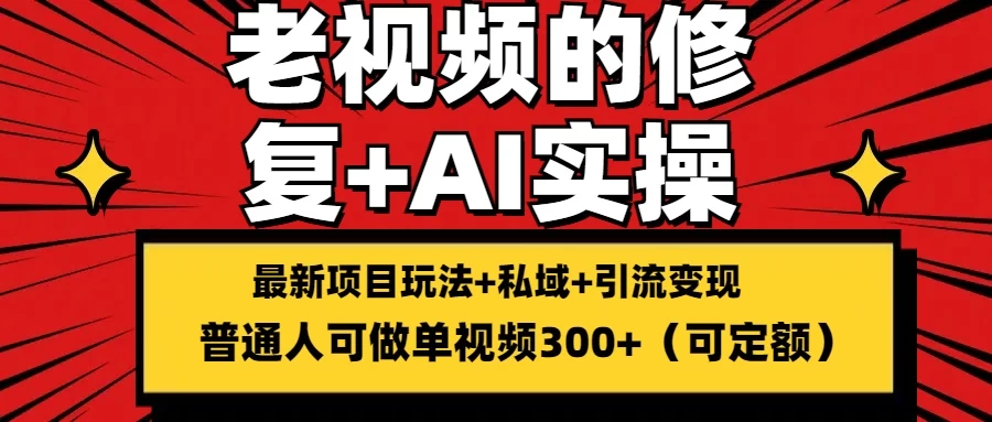老视频的修复实操,单条收益300+,普通人可零基础 - 项目资源网