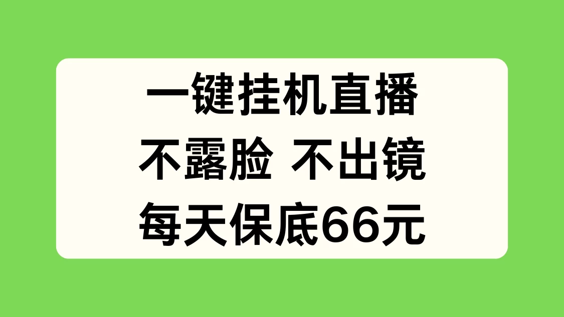 一键挂机直播，不露脸不出境，每天保底66元 - 项目资源网
