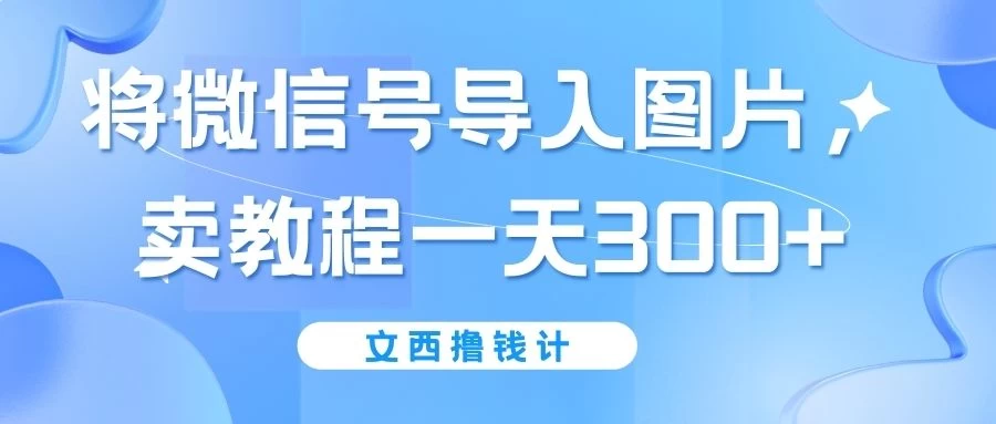 将微信号导入图片,卖教程一天300+(无脑操作!有手就会!) - 项目资源网