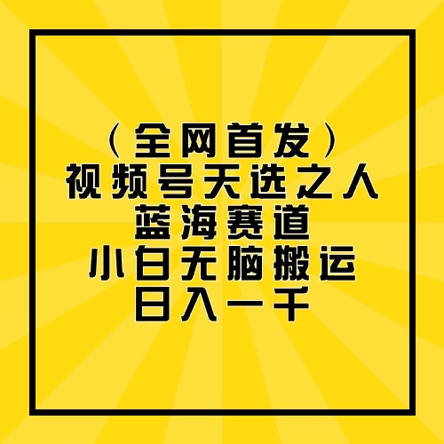 全网首发，视频号天选之人蓝海赛道，小白无脑搬运日入一千 - 项目资源网