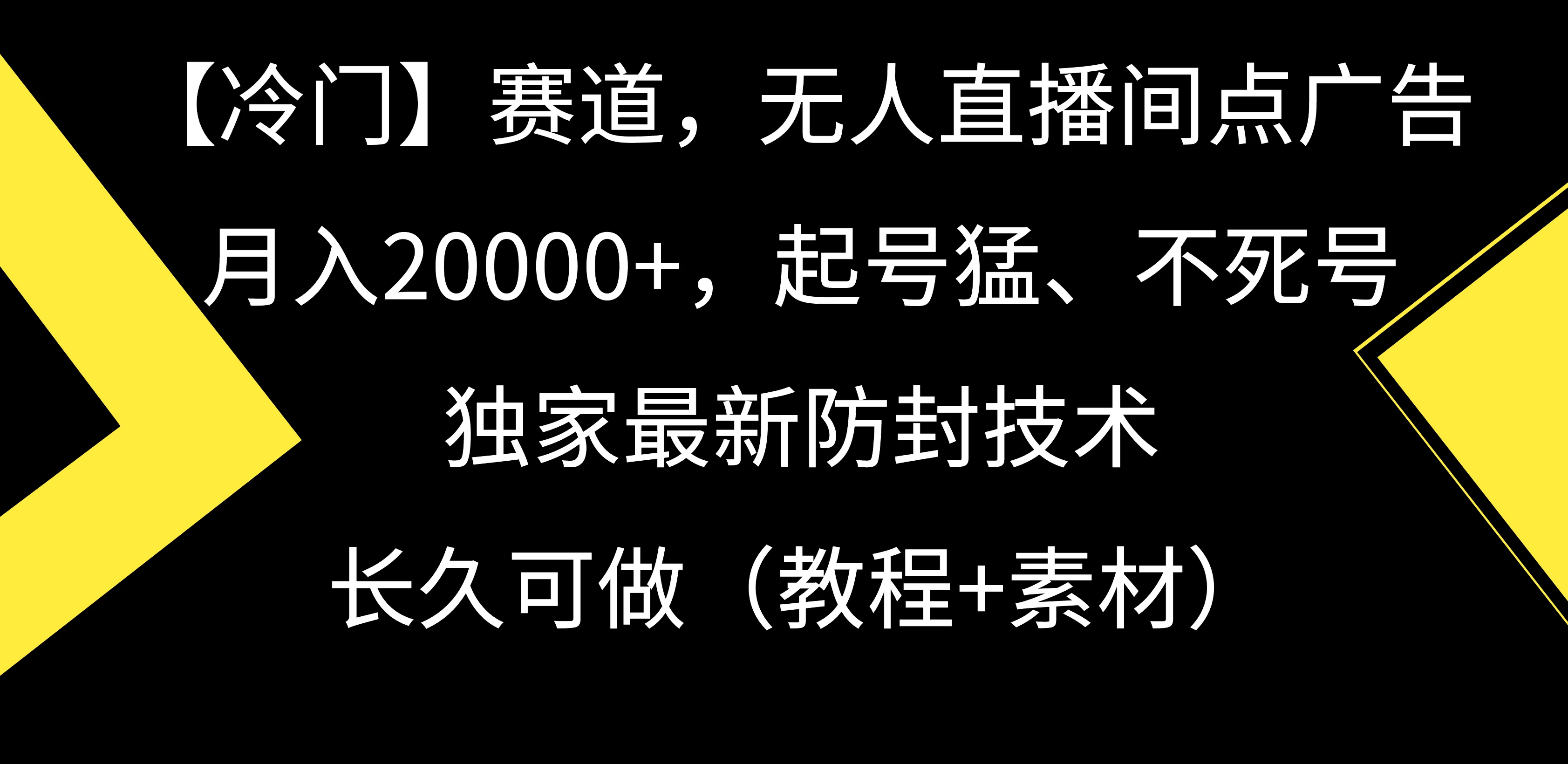 【冷门】赛道,无人直播间点广告,月入20000+,起号猛、不死号,独家最新防封技术,长久可做(教程+素材) - 项目资源网