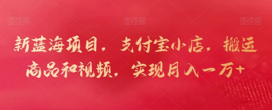 新蓝海项目,支付宝小店,搬运商品和视频,实现月入一万+ - 项目资源网