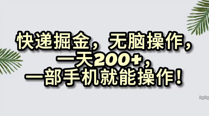 快递掘金,无脑搬运,一天 200+,一部手机就能操作 - 项目资源网