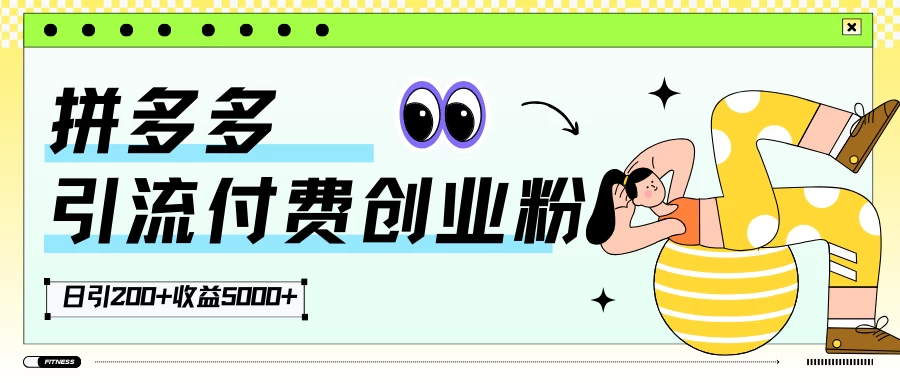 拼多多引流付费创业粉，日引200+，收益5000+ - 项目资源网