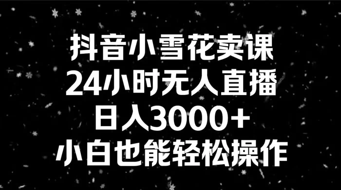 抖音小雪花卖课，24 小时无人直播，日入 3000+ ，小白也能轻松操作 - 项目资源网