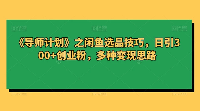 闲鱼选品技巧,日引 300+ 创业粉,多种变现思路 - 项目资源网