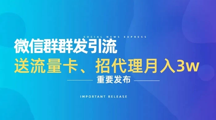 利用微信群卖流量卡，招代理，3 个月变现 11 万（附软件） - 项目资源网