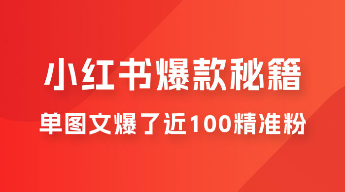 小红书单篇图文连爆秘籍,单图文爆了近 100 精准粉 小红书单篇图文连爆秘籍,单图文爆了近 100 精准粉